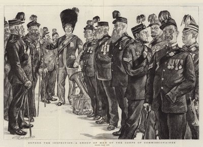 Before the Inspection, a Group of Men of the Corps of Commissionaires by Charles Paul Renouard